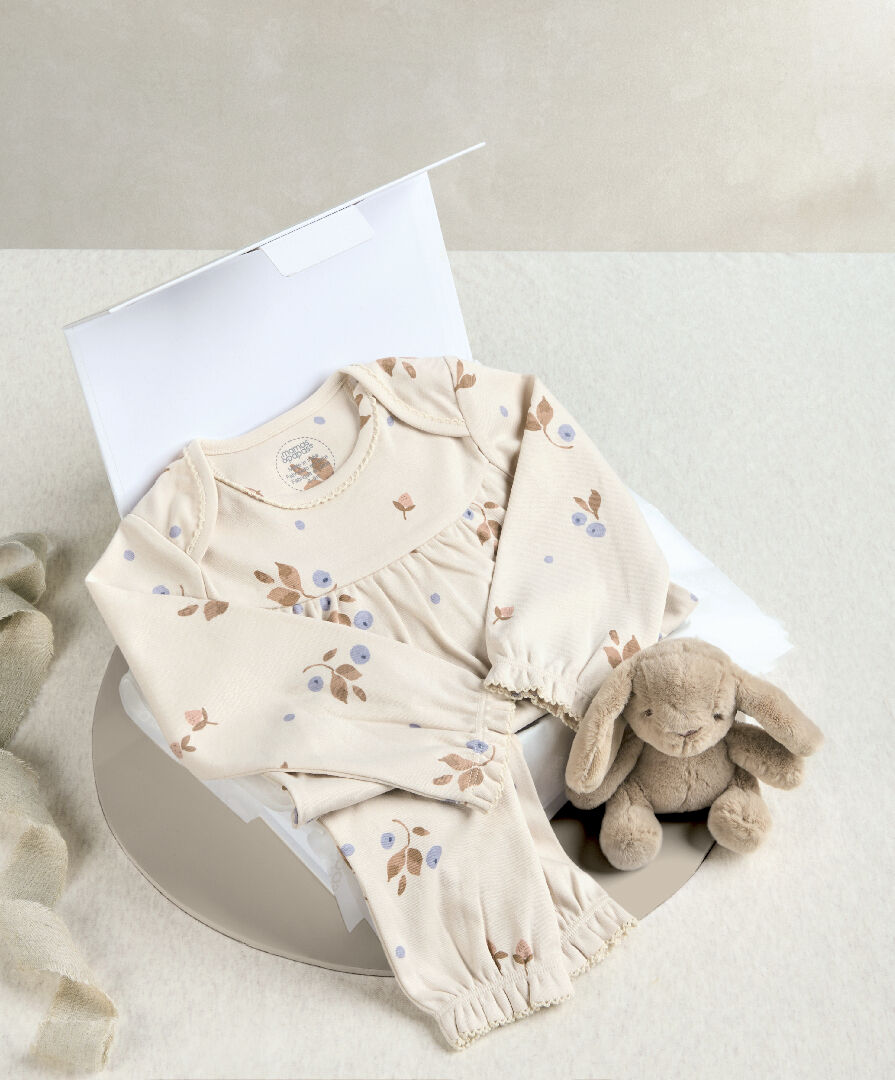 Berry Print Pyjamas & Small Beanie Bunny - 2 Piece Gift Set image number 1